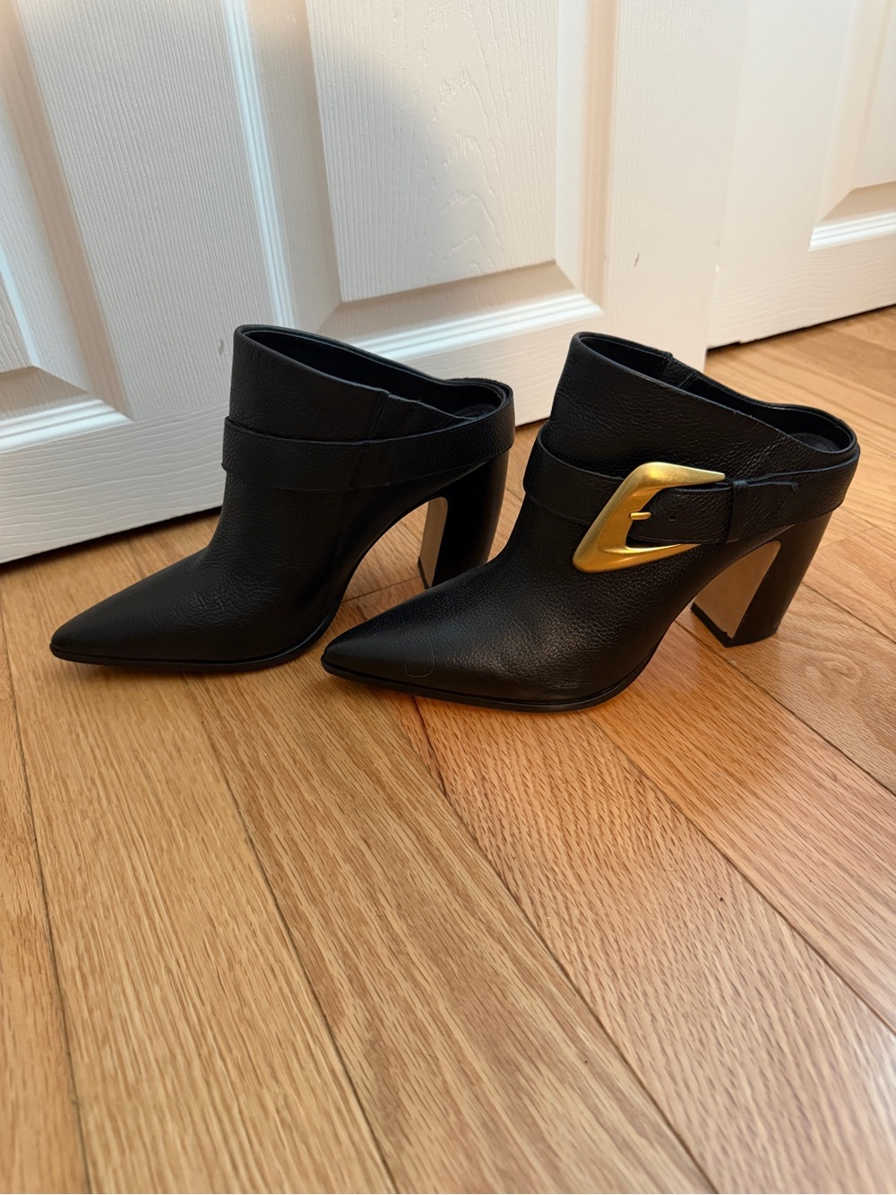 Vince Camuto Pointed Toe Heel with Gold Buckle